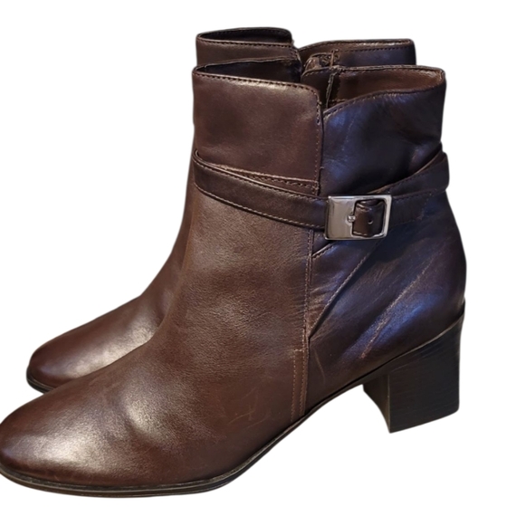 NEW, PREDICTIONS, MEDIUM BROWN  WHITOUT TAGS, SIZE 8.5 LEATHER BUCKLE BOOTS - Picture 8 of 10